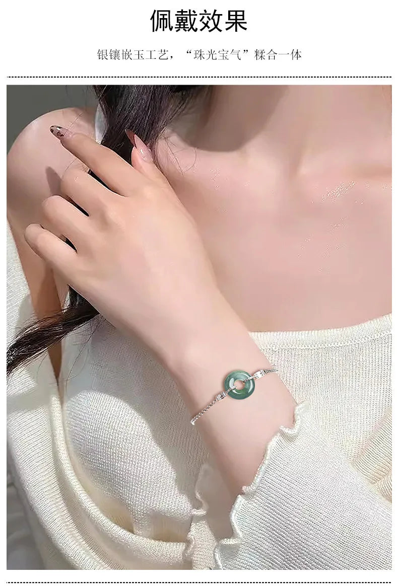 High End Natural A-grade Blue Water Jade Bracelet Ice Jadeite S925 Silver Inlaid Women's Fashion Jewelry Wholesale Drop Shipping