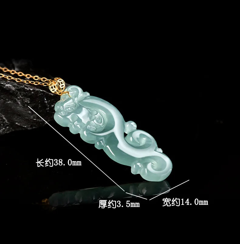 Burmese Jade lotus Dragon Pendant Blue Gemstone Necklace Pendants 18K gold Natural Designer Jadeite Necklaces Gemstones Charm