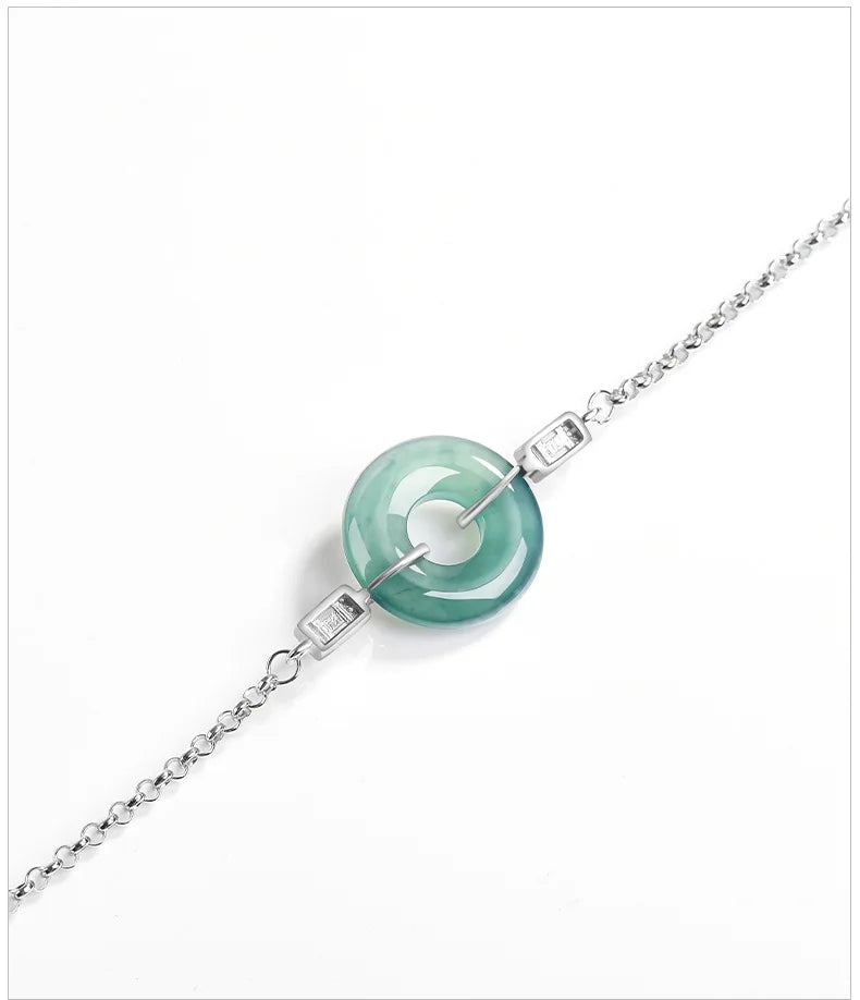 High End Natural A-grade Blue Water Jade Bracelet Ice Jadeite S925 Silver Inlaid Women's Fashion Jewelry Wholesale Drop Shipping