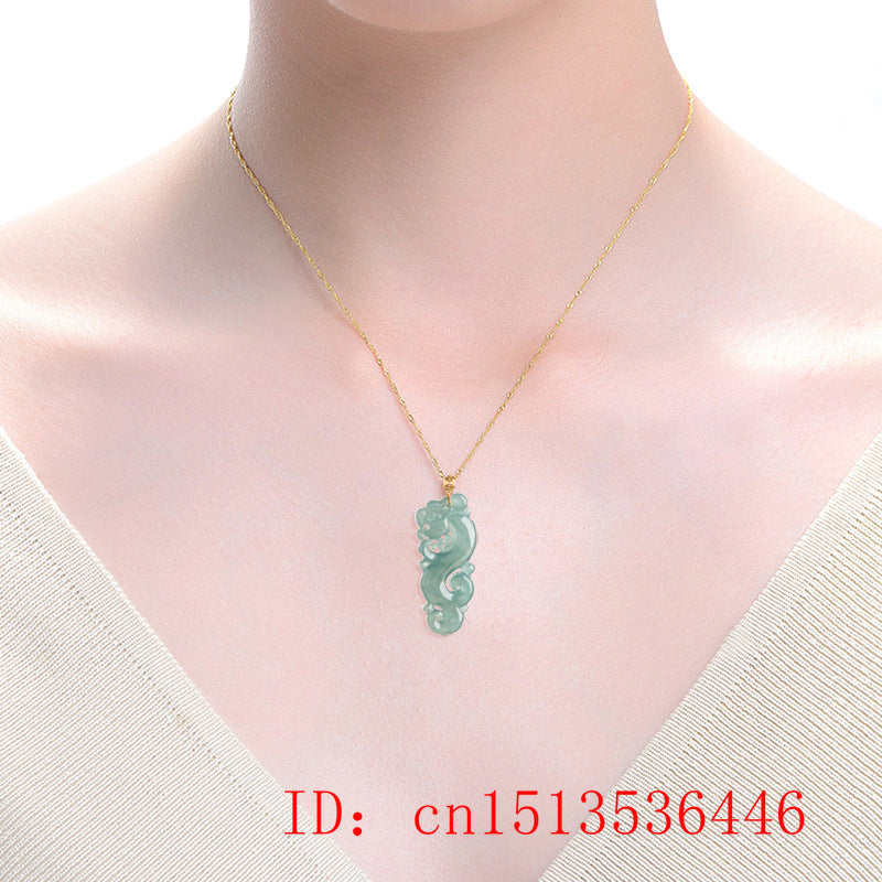 Burmese Jade lotus Dragon Pendant Blue Gemstone Necklace Pendants 18K gold Natural Designer Jadeite Necklaces Gemstones Charm