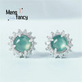 Genuine Natural A-goods Jadeite Blue Water Earrings Ice Jade S925 Silver Inlay Exquisite Elegant Luxury Fashion Charms Jewelry
