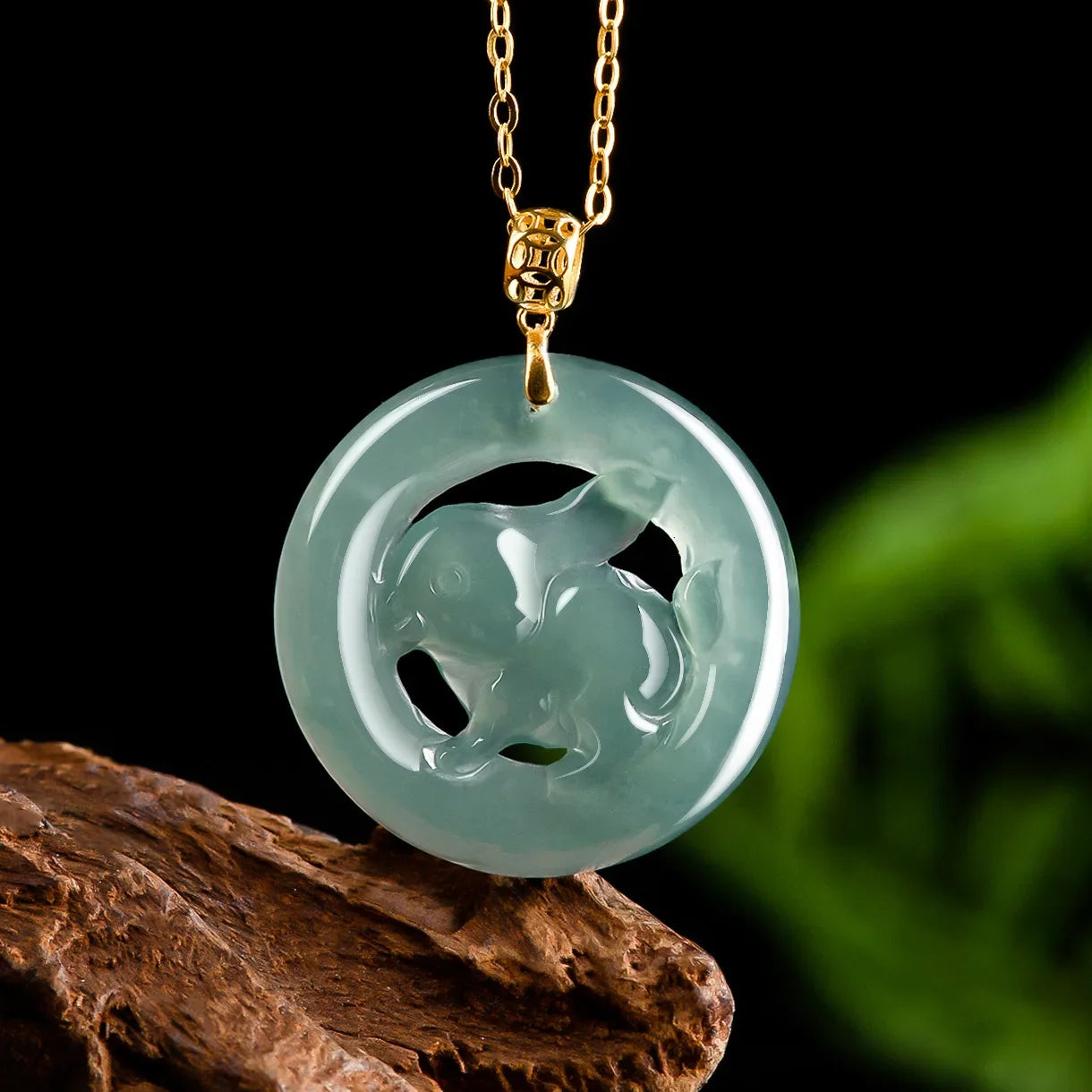 Burmese Jade lotus Dragon Pendant Blue Gemstone Necklace Pendants 18K gold Natural Designer Jadeite Necklaces Gemstones Charm