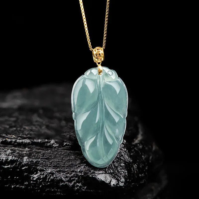 Burmese Jade lotus Dragon Pendant Blue Gemstone Necklace Pendants 18K gold Natural Designer Jadeite Necklaces Gemstones Charm