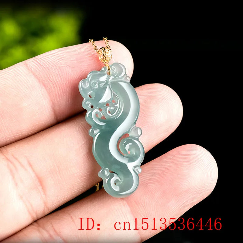 Burmese Jade lotus Dragon Pendant Blue Gemstone Necklace Pendants 18K gold Natural Designer Jadeite Necklaces Gemstones Charm