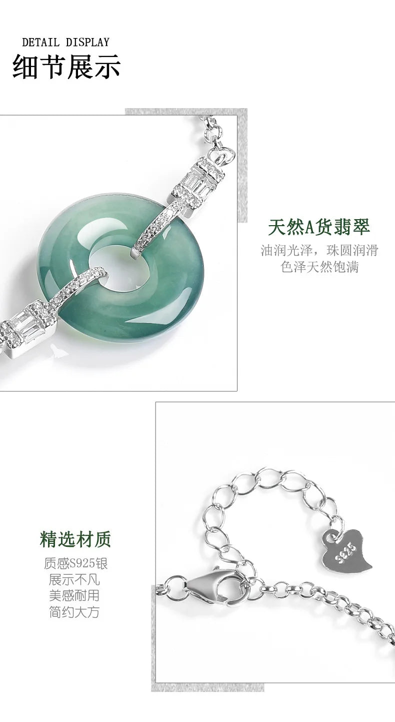 High End Natural A-grade Blue Water Jade Bracelet Ice Jadeite S925 Silver Inlaid Women's Fashion Jewelry Wholesale Drop Shipping