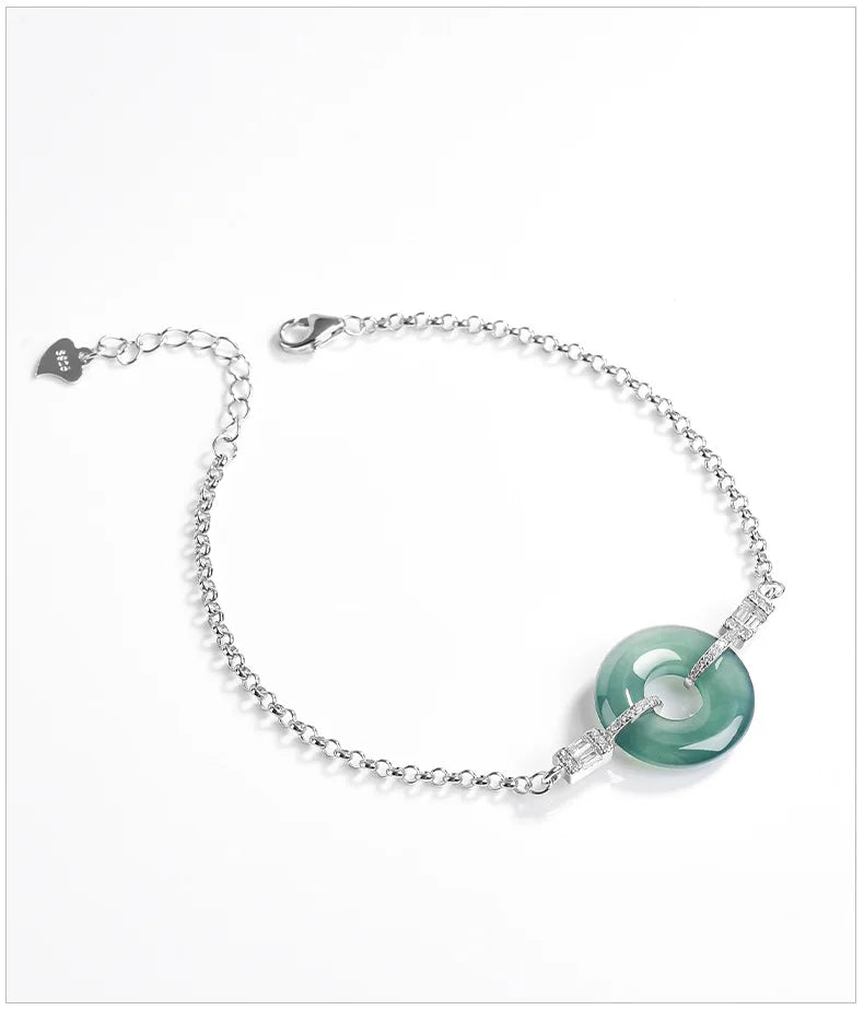 High End Natural A-grade Blue Water Jade Bracelet Ice Jadeite S925 Silver Inlaid Women's Fashion Jewelry Wholesale Drop Shipping